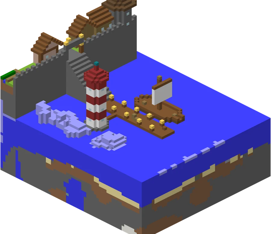 El puerto: Llegás en barco a Puerto Alba. El faro te marca el camino.